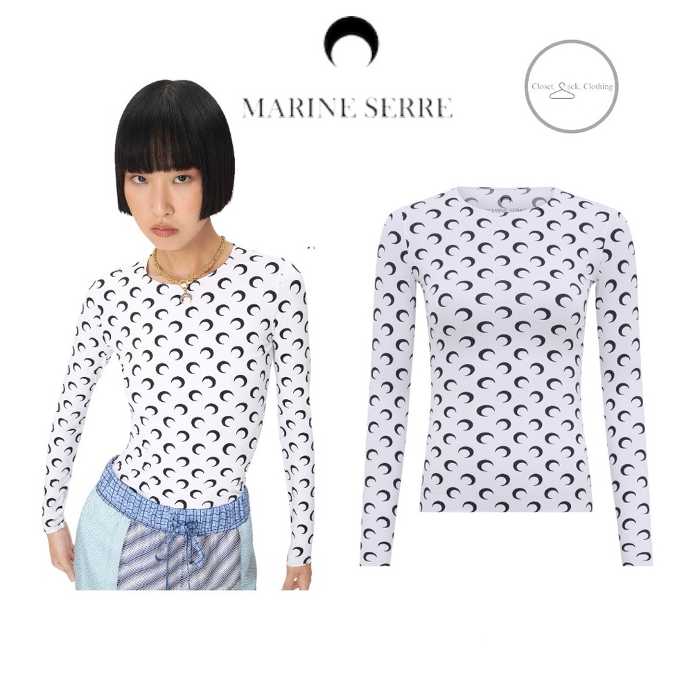 Marine Serre Unisex White All Over Moon Regenerated Second Skin Top